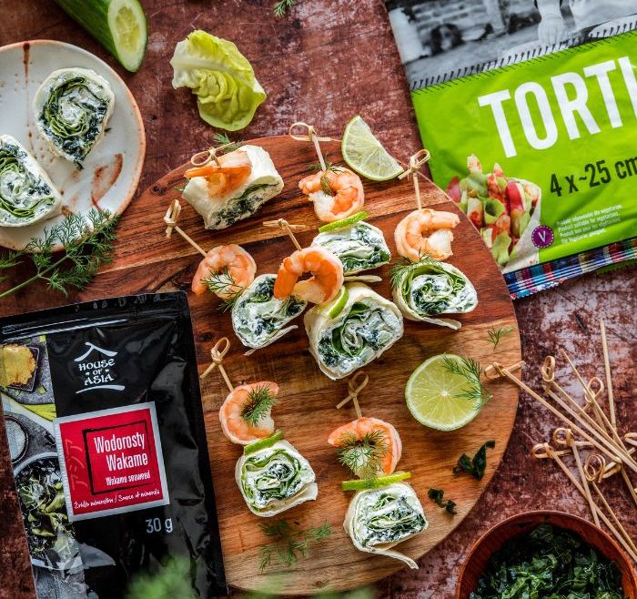 Przepis Koreczki z tortilli z krewetkami i wakame deliciousplace Casa de Mexico