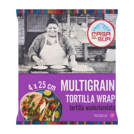 Tortilla Wrap wieloziarnisty 25 cm 4 szt. 240 g Casa del Sur