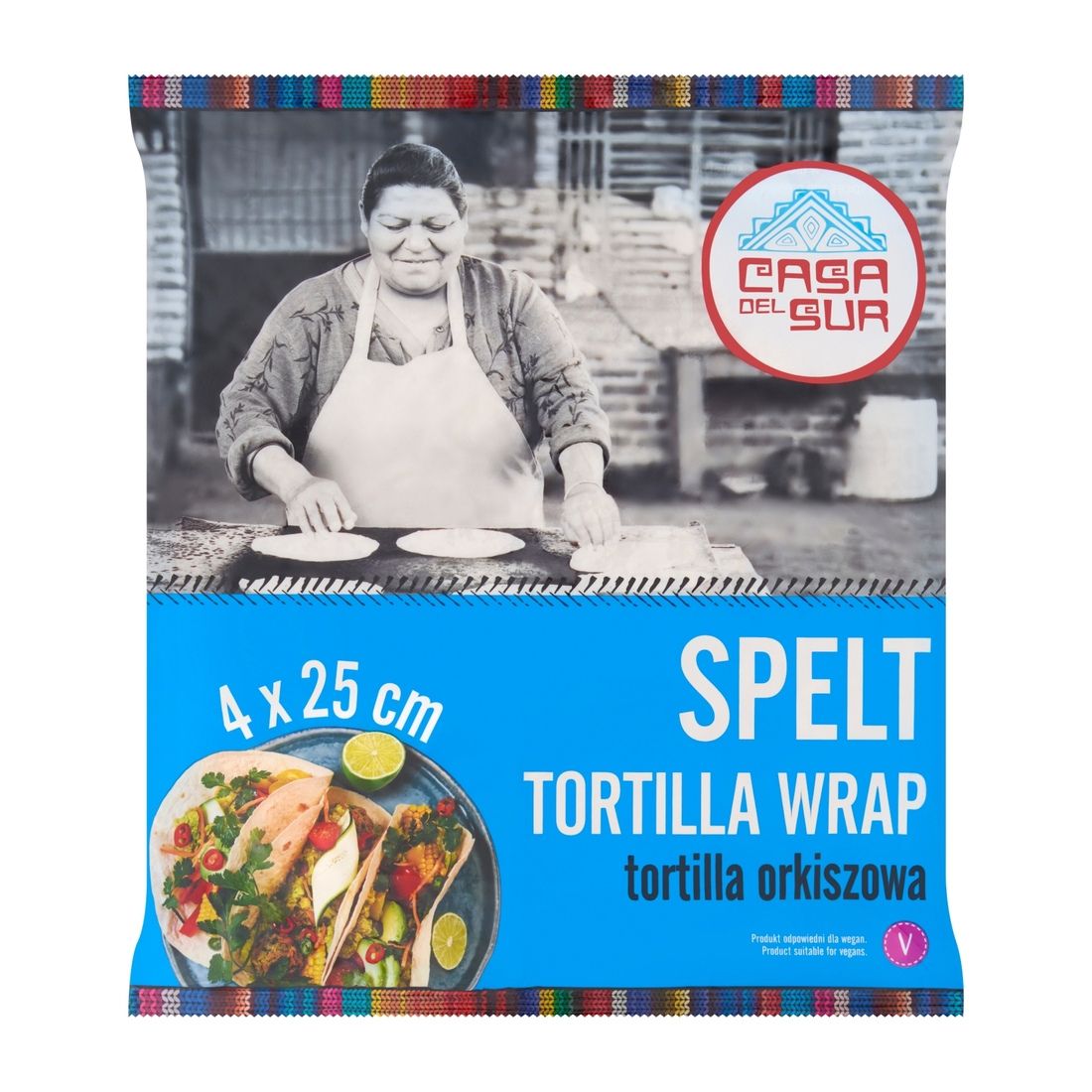 Tortilla Wrap orkiszowy 25 cm 4 szt. 240 g Casa del Sur