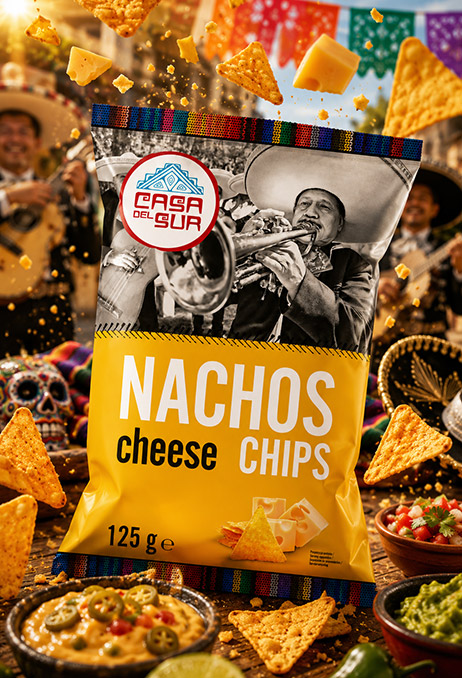 Chipsy nachos kukurydziane o&nbsp;smaku serowym 125 g