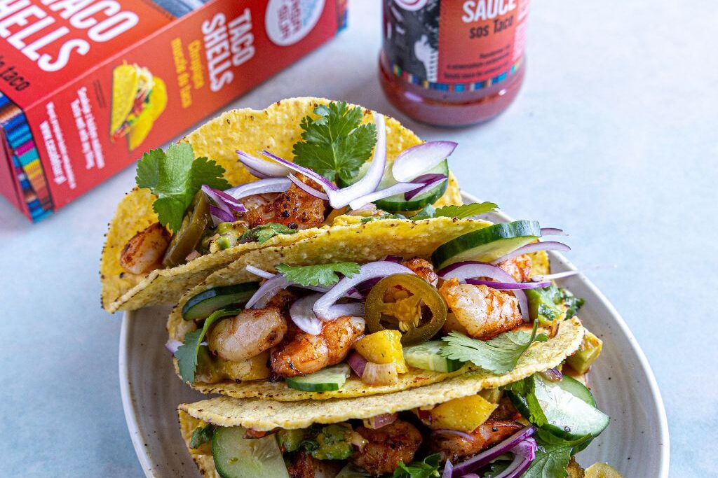 Tacos z krewetką, mango i awokado Casa del Sur